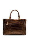 Guess James Faux Reptile Skin Print Satchel Bag, Bronze