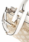 Guess Loralee 4G Peony Satchel Bag, White Multi