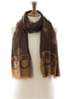 Guess Fringe Trim Monogram Scarf, Brown