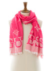 Guess Fringe Trim Monogram Scarf, Pink
