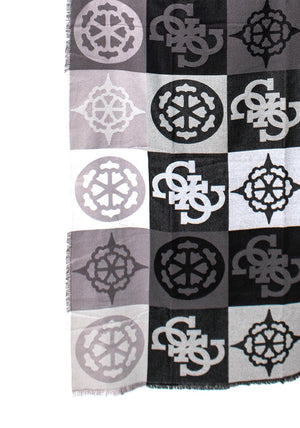 Guess Logo Print Scarf, Grey Multi