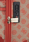Guess Beyza 4G Logo 21.5” 8-Wheeler Spin Cabin Suitcase, Coral Red