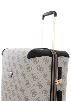 Guess Berta 4G Logo 28” 8-Wheeler Spin Suitcase, Dark Taupe