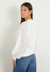 Guess Womens Sangallo Broderie Sweatshirt, White