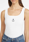 Guess Womens Slim Embroidered Star Tank Top, White