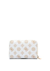 Guess Laurel Peony 4G Logo Medium Zip Around Wallet, White Logo