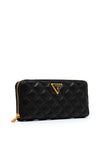 Guess Quilted Giully Large Zip Around Wallet, Black