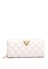 Guess Giully Quilted Large Zip Around Wallet, Ivory