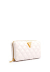 Guess Giully Quilted Large Zip Around Wallet, Ivory
