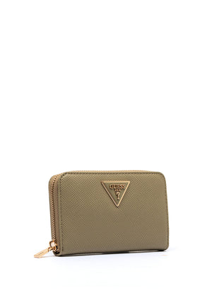 Guess Laurel Pebbled Faux Leather Zip Purse, Sage