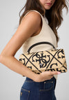 Guess Kirsten Medium Flap Over Grab Bag, Natural & Black