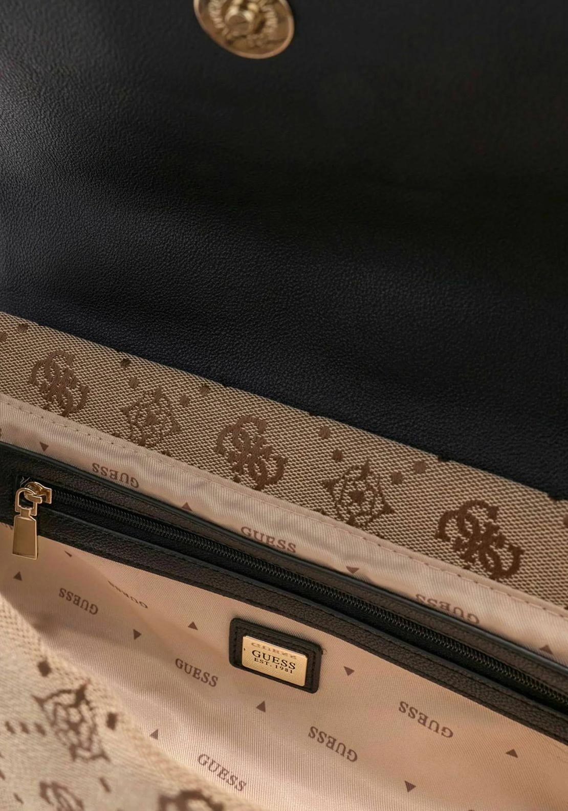 Guess Dorothy Logo Print Crossbody Bag, Beige