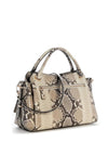 Guess Yvonne Snake Print Small Girlfriend Satchel Bag, Beige Multi