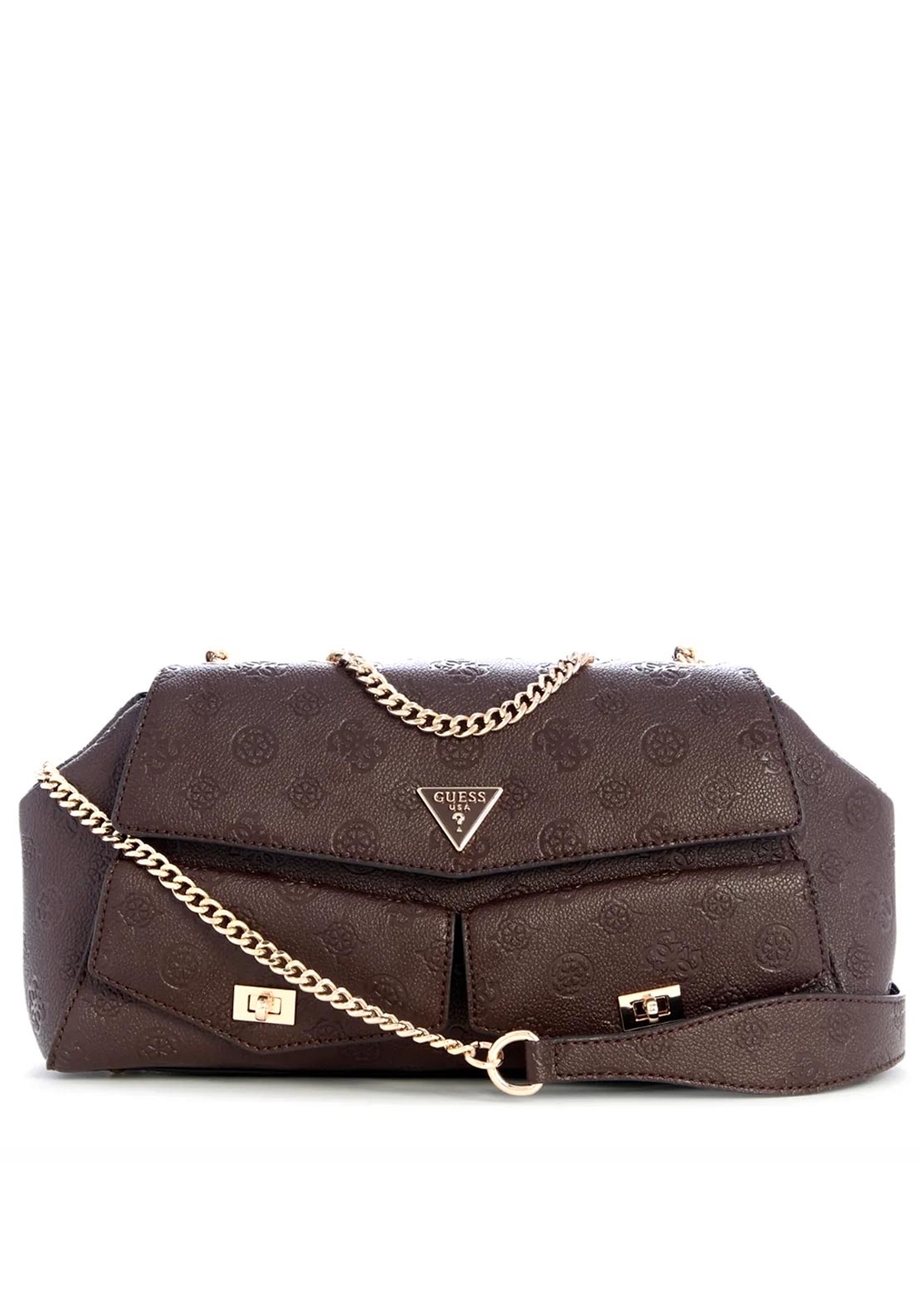 Guess Blake Logo Print Medium Crossbody Bag, Brown