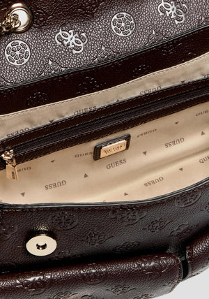Guess Blake Logo Print Medium Crossbody Bag, Brown