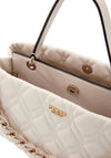 Guess Maxine Medium Quilted Satchel Bag, Off White