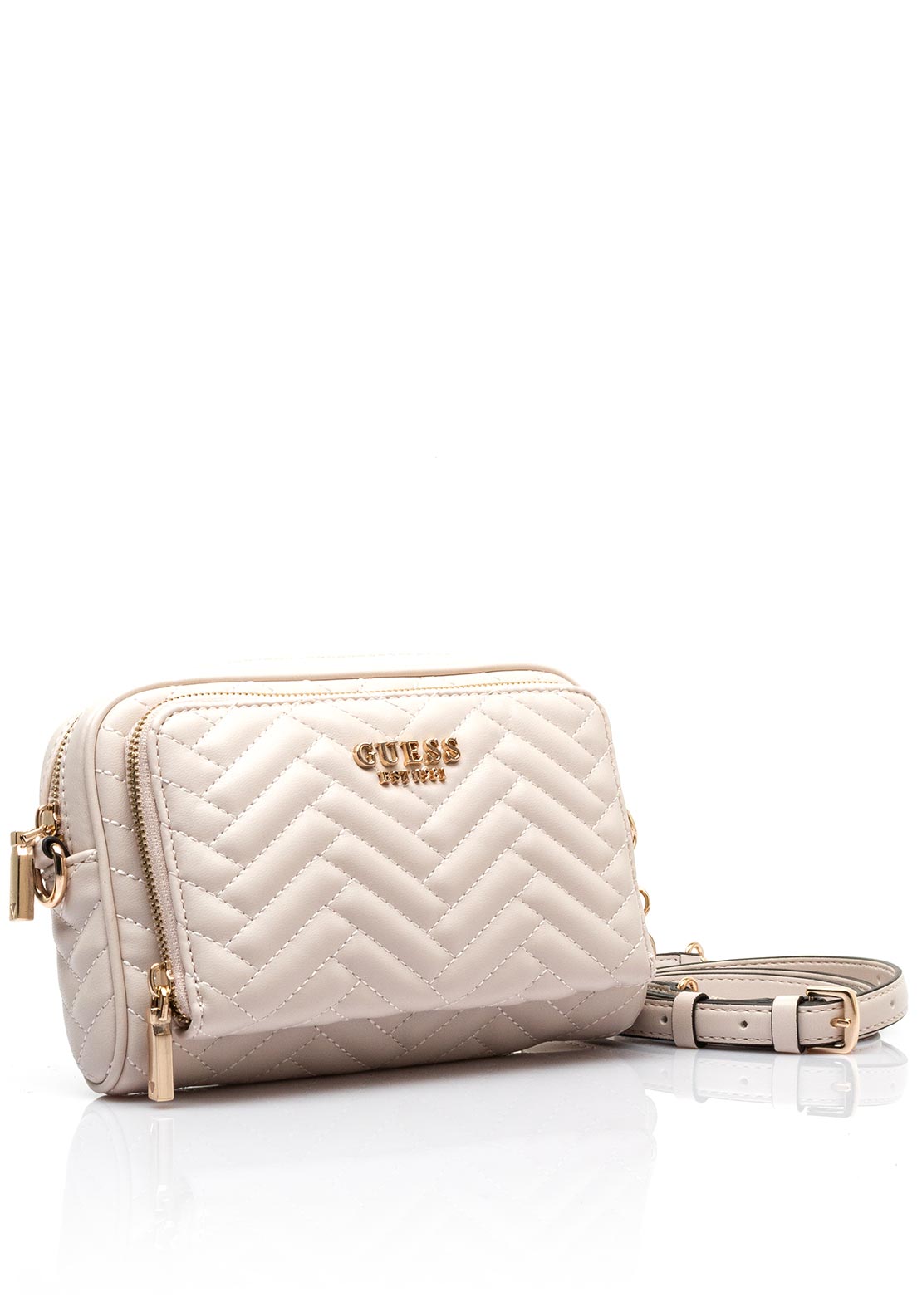 Guess Anning Quilted Crossbody Bag, Stone