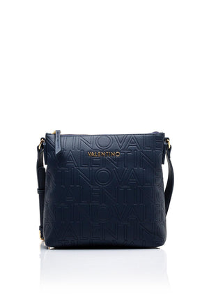 Valentino Pansy Embossed Monogram Print Crossbody Bag, Navy