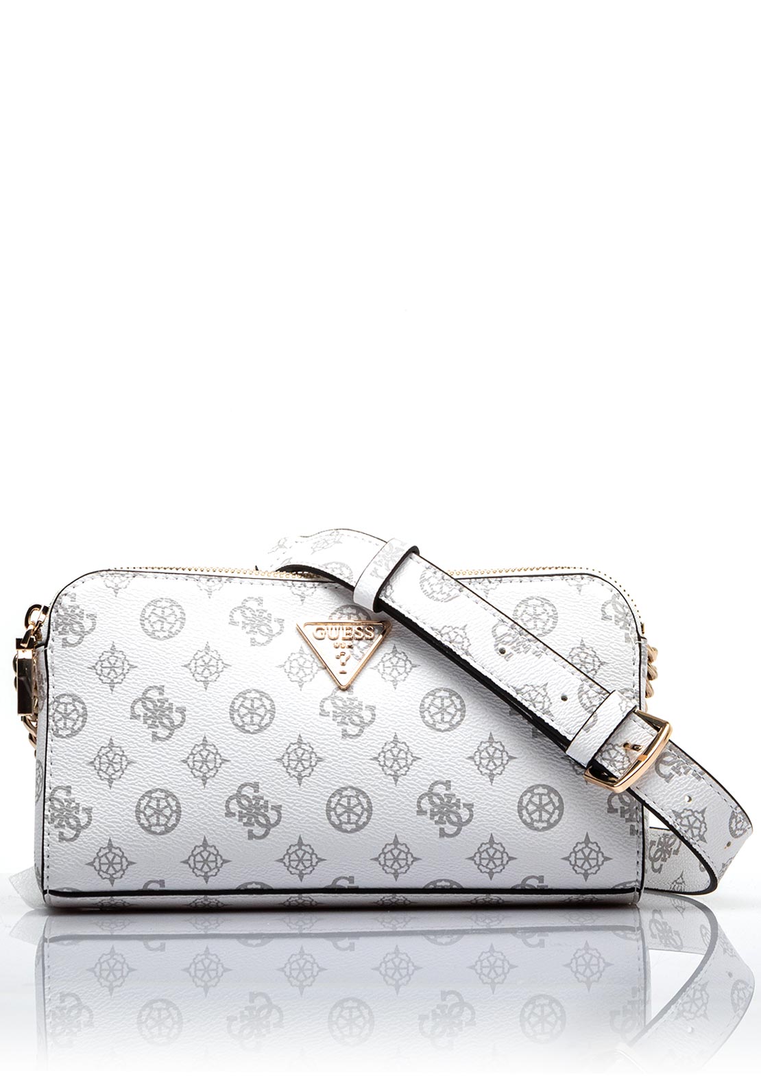 Guess Eco Erica 4G Peony Crossbody Bag, White Logo