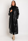 Guess Gea Faux Leather Belted Waist Long Coat, Black