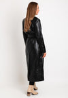 Guess Gea Faux Leather Belted Waist Long Coat, Black