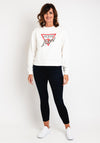 Guess Women’s Embellished Icon Sweatshirt, Cream