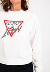 Guess Women’s Embellished Icon Sweatshirt, Cream