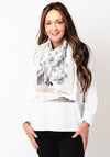 Guess Logo Floral Scarf, Cream