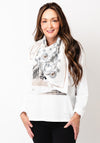 Guess Logo Floral Scarf, Cream