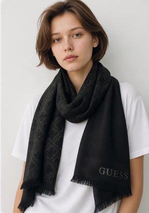 Guess Logo Monogram Scarf, Black