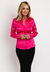 Guess Womens Fernanda Satin Fitted Blouse, Fuchsia