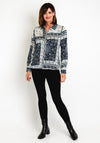 Guess Womens Paisly Print Shirt, Navy & White