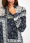 Guess Womens Paisly Print Shirt, Navy & White
