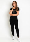 Guess Gold Embellished Logo T-Shirt, Black