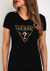 Guess Gold Embellished Logo T-Shirt, Black
