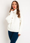 Guess Roll Neck Chunky Cable Knit Sweater, Off White