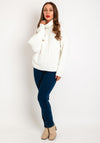 Guess Roll Neck Chunky Cable Knit Sweater, Off White