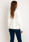 Guess Roll Neck Chunky Cable Knit Sweater, Off White