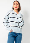 Guess Jeans Embroidered Striped Knit Jumper, Blue