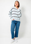 Guess Jeans Embroidered Striped Knit Jumper, Blue