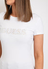 Guess Womens Broderie Logo T-Shirt, White