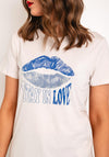 Guess Rhinestone Lips Print T-Shirt, Stone