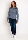 Guess Lilia Gingham Short Woven Jacket. Navy