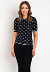 Guess Embellished Monogram Knitted Top, Navy