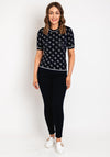 Guess Embellished Monogram Knitted Top, Navy