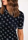 Guess Embellished Monogram Knitted Top, Navy
