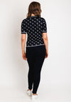 Guess Embellished Monogram Knitted Top, Navy