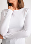 Guess Jeans Womens Slim Embroidered Long Sleeve Top, White
