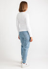 Guess Jeans Womens Star Embroidered Ribbed Top, White