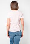 Guess Logo Embroidered T Shirt, Pink